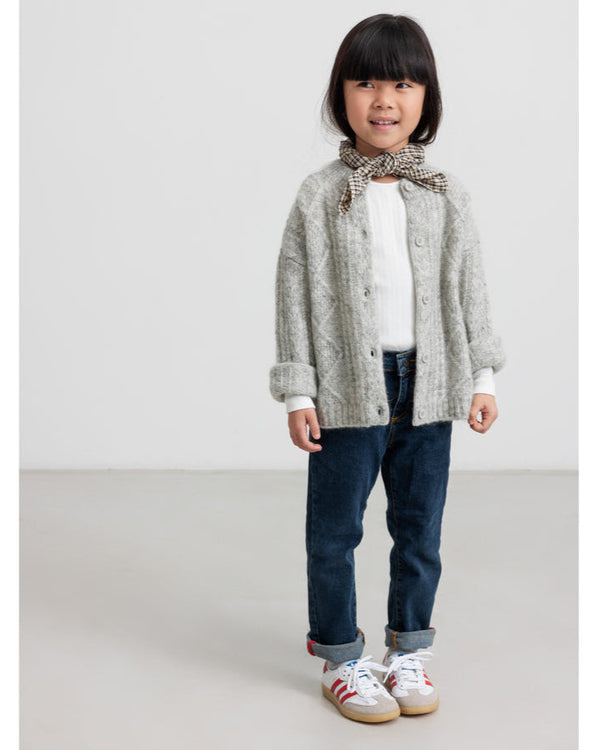 Cardigan pufos din lana si mohair gri